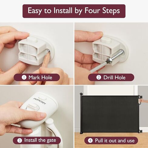 بوابة أطفال قابلة للسحب، بوابات أطفال شبكية واسعة للغاية من Momcozy للسلالم، بطول 41 بوصة، تمتد إلى 71 بوصة، سوداء، بوابة للكلاب الأليفة للمداخل والسلالم والممرات، داخلي/خارجي in Kuwait