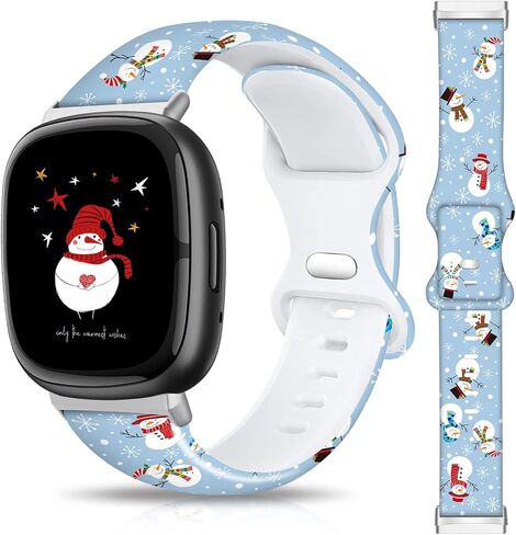 سوار عيد الشكر لعيد الهالوين متوافق مع Fitbit Versa 3/Fitbit Versa 4/Fitbit Sense/Sense 2، حزام بديل من السيليكون للعطلات للنساء والرجال من Fitbit Versa 3/4، Fitbit Sense/Sense 2 in Kuwait