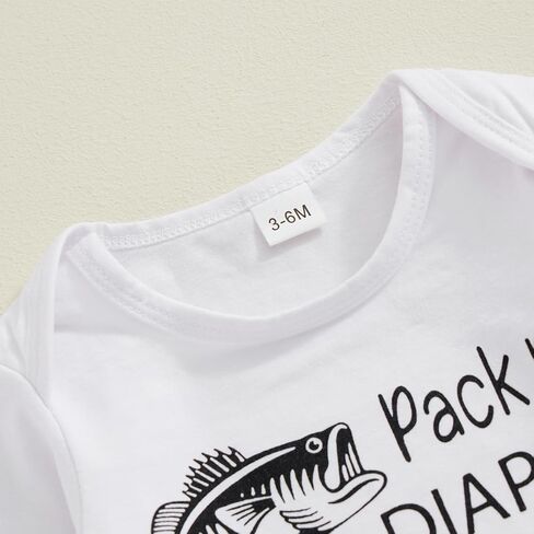 Lamuusaa Newborn Baby Boy Outfits Long Sleeve Fishing with Daddy Romper Bodysuit Fish Patterns Long Pants Hat Fall Outfit in Saudi Arabia
