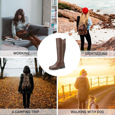Women's Flat Low Heel Knee High Boot Fashion Extra Wide Calf Boots Side Zip Stretch Winter Booties in Kuwait