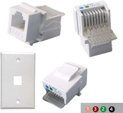 10 محولات مقبس الهاتف RJ11 CAT3 موديل 110 IDC 6P4C وحدات موصل (من الأم إلى الأم RJ11، أبيض) in Kuwait