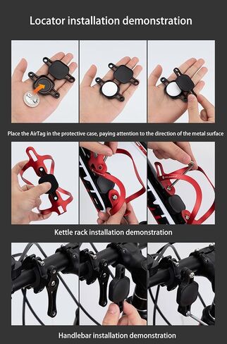 Bike Mount for AirTag | 2-Packs Anti-Theft Bicycle GPS Tracking Accessories with Built-in Hidden Installation Screws (Black-C) in Saudi Arabia