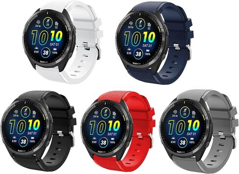 سوار Lamshaw المتوافق مع Garmin Forerunner 965، أشرطة بديلة كلاسيكية من السيليكون متوافقة مع Garmin Forerunner 965 / Forerunner 265 46 مم للساعة الذكية in Kuwait