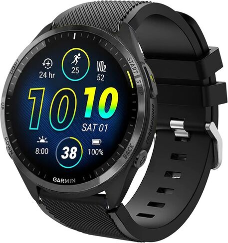 سوار Lamshaw المتوافق مع Garmin Forerunner 965، أشرطة بديلة كلاسيكية من السيليكون متوافقة مع Garmin Forerunner 965 / Forerunner 265 46 مم للساعة الذكية in Kuwait
