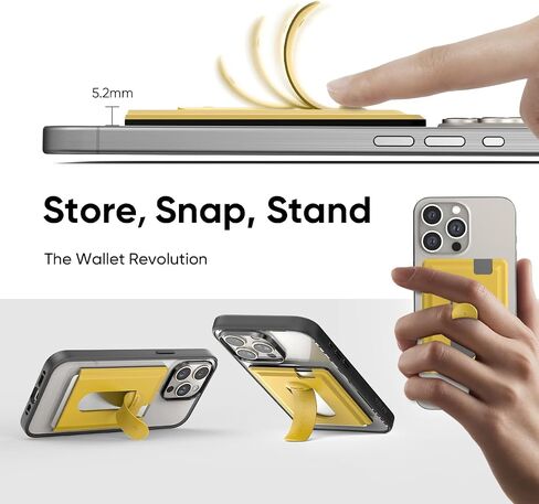 FLOLAB Magnetic Wallet for MagSafe Grip & Magnetic Wallet for iPhone 15/14/13/12: Silicone Card Holder with Secure Grip, Kickstand, Slim Design, Pocket Friendly - Arctic White in Kuwait