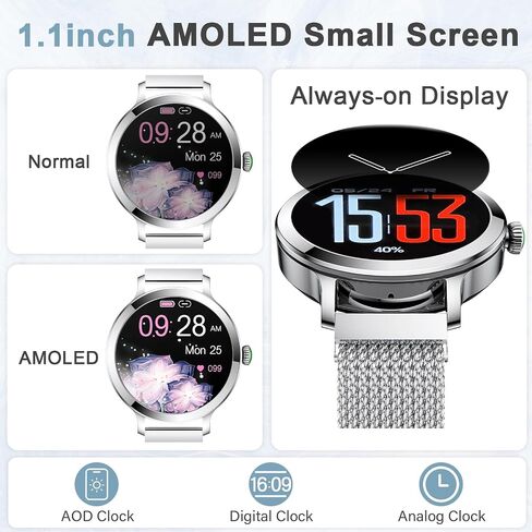 GADIXY Smart Watches for Women (Make/Answer Call), 1.1" AMOLED Small Screen Fitness Tracker 110+ Sports Modes IP68 Step Counter/BP/Heart Rate/Sleep Monitor Smart Watch for Android iOS Gold in Saudi Arabia
