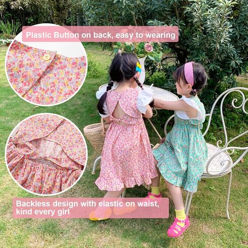 فساتين Zanie Kids للفتيات الصغيرات بدون ظهر ملابس صيفية للشاطئ للأطفال الصغار in Kuwait