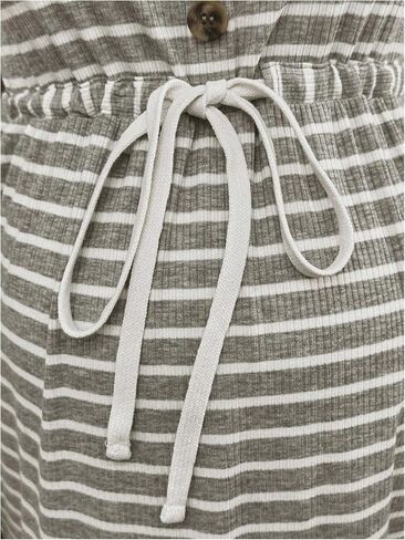 MakeMeChic Women's Striped Sleeveless Maternity Dress Crew Neck Button Drawstring Waist Pregnancy Dress in Saudi Arabia