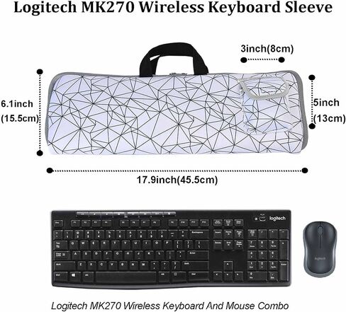 Neoprene Keyboard Carrying Case with Mouse Bag for Logitech MK270 Wireless Keyboard and Mouse Combo-Wireless Keyboard Sleeve (White) in Saudi Arabia