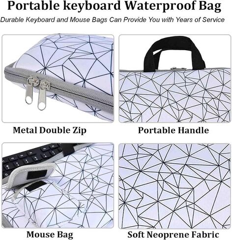 Neoprene Keyboard Carrying Case with Mouse Bag for Logitech MK270 Wireless Keyboard and Mouse Combo-Wireless Keyboard Sleeve (White) in Saudi Arabia