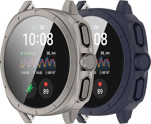 Intended for Samsung Galaxy Watch 7 Case 40mm 44mm PC Rugged Bumper Frame with Tempered Glass Shock Proof Protective Shell for Galaxy Watch 7 Cover (Black&Gray, 40MM) in Kuwait