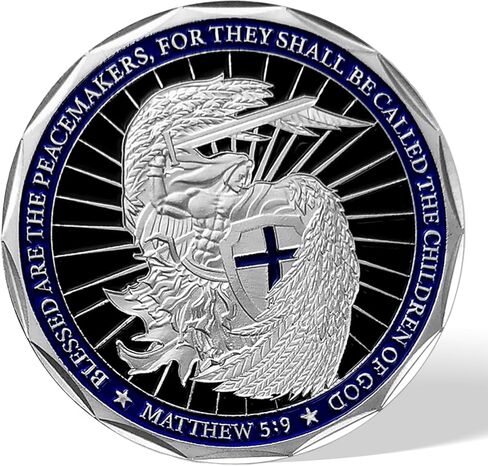 St Michael Police Challenge Coin, Saint Michael Police Officers Prayer Coin Thin Blue Line Law Enforcement Challenge Coins Thank You Coin Collectible Gift in Saudi Arabia