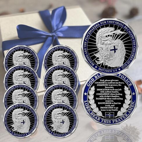 St Michael Police Challenge Coin, Saint Michael Police Officers Prayer Coin Thin Blue Line Law Enforcement Challenge Coins Thank You Coin Collectible Gift in Saudi Arabia