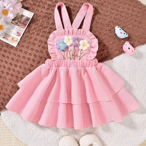 Unutiylo Toddler Baby Girl Clothes Fall Winter Ruffle Newborn Outfit Long Sleeve Baby Romper Overall Skirt Dress in Kuwait
