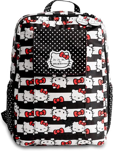 JuJuBe | Small Lightweight Travel Diaper Backpack with Padded Adjustable Straps | Hello Kitty X Dots and Stripes in Kuwait