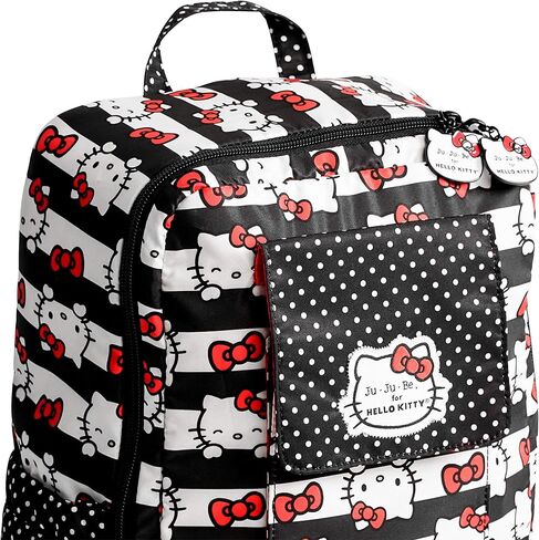 JuJuBe | Small Lightweight Travel Diaper Backpack with Padded Adjustable Straps | Hello Kitty X Dots and Stripes in Kuwait