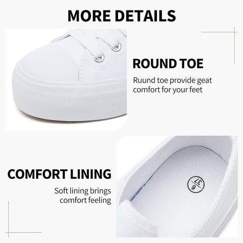 SERNIAL Womens White Platform Sneakers Low Top Platform Shoes Black Canvas Shoes for Women in Saudi Arabia