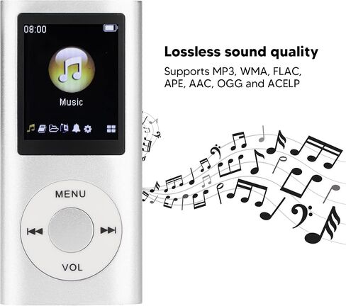 Tbest Mp3 Mp4 Players Mp3 Player Stylish Multifunctional Lossless Sound Slim 1.8 Inch LCD Sn Portable Mp3 Player (Silver) in Kuwait