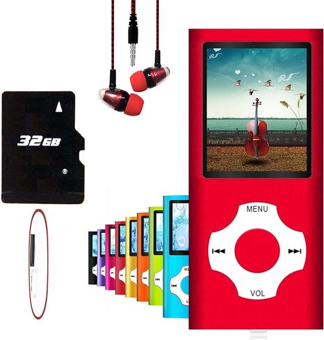 MP3 Player / MP4 Player, Hotechs MP3 Music Player with 32GB Memory SD Card Slim Classic Digital LCD 1.82'' Screen Mini USB Port with FM Radio, Voice Record in Saudi Arabia