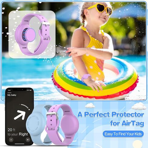 4 Pack - Waterproof Airtag Bracelet &AirTag Holder for Kids Hidden Air Tag Keychain Silicone Airtag Case Full Coverage Anti-Lost Accessories Compatible with Apple AirTag(Black & Navy Blue) in Saudi Arabia