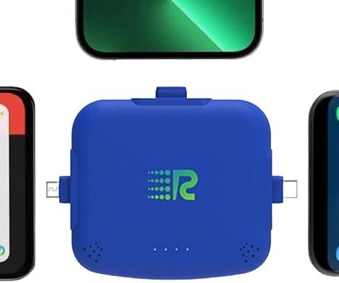 Universe 3 in 1 Portable Charger – 3300mah, 2.4A High-Speed Fast Charging Compatible with iPhone and Android Lightning, Type C, Micro-USB Charges 3 Devices at a Time Pre-Charged RC33 Blue in Saudi Arabia