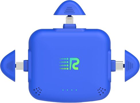 Universe 3 in 1 Portable Charger – 3300mah, 2.4A High-Speed Fast Charging Compatible with iPhone and Android Lightning, Type C, Micro-USB Charges 3 Devices at a Time Pre-Charged RC33 Blue in Saudi Arabia