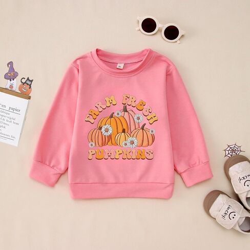 Halloween Bell Bottoms Outfit Toddler Baby Farm Fresh Pumpkin Sweatshirt Crewneck Long Sleeve Pullover + Flare Pants in Saudi Arabia