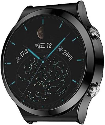 حافظة حماية للشاشة من Hepsun مكونة من قطعتين متوافقة مع حافظة Huawei Watch GT 2 Pro، حافظة غطاء شاشة ناعمة ومرنة من مادة TPU الشاملة، غطاء مقاوم للصدمات لملحقات Huawei GT2 Pro (شفاف + أسود) in Kuwait