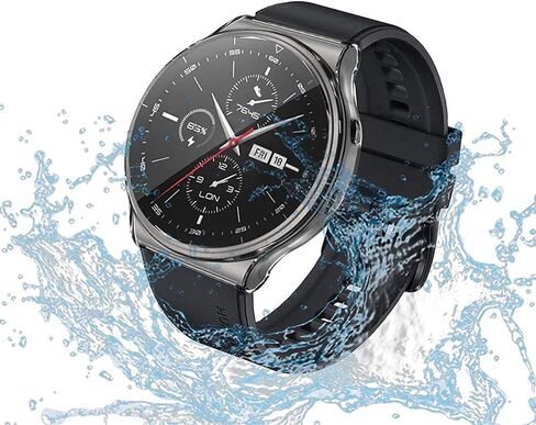 حافظة حماية للشاشة من Hepsun مكونة من قطعتين متوافقة مع حافظة Huawei Watch GT 2 Pro، حافظة غطاء شاشة ناعمة ومرنة من مادة TPU الشاملة، غطاء مقاوم للصدمات لملحقات Huawei GT2 Pro (شفاف + أسود) in Kuwait