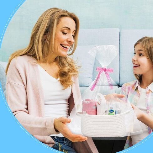 3 عبوات سلة هدايا صغيرة، سلة منسوجة فارغة مع أكياس هدايا، وأشرطة وبطاقات تهنئة، جميعها مقاس 30.48 سم × 20.32 سم × 12.7 سم، سلة تخزين على شكل رف غرفة من الحبال القطنية لصندوق هدايا ديكور عيد الفصح وعيد الميلاد in Saudi Arabia