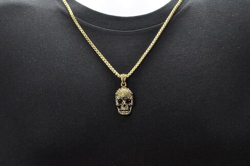 قلادة جمجمة كالافيرا للرجال من بلاك جاك، قلادة من الفولاذ المقاوم للصدأ 316L باللون الأبيض/الذهبي/الأسود/الأزرق مع سلسلة صندوقية مقاس 24 بوصة، هدايا مجوهرات بسيطة، عيون تشيكوسلوفاكيا كبيرة in Kuwait
