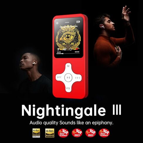 Nightingale Ⅲ : مشغل MP3 المثالي لتنشيط يومك. مشغل Mp3 مع بلوتوث، 64 جيجابايت، جودة صوت HiFi لا تفقد فقدانها، مكبر صوت، تسجيل، صور، فيديو، كتاب إلكتروني in Kuwait
