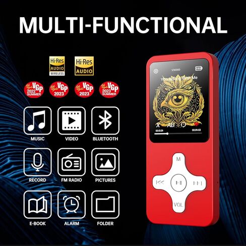 Nightingale Ⅲ : مشغل MP3 المثالي لتنشيط يومك. مشغل Mp3 مع بلوتوث، 64 جيجابايت، جودة صوت HiFi لا تفقد فقدانها، مكبر صوت، تسجيل، صور، فيديو، كتاب إلكتروني in Kuwait