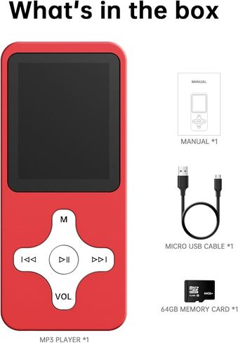 Nightingale Ⅲ : مشغل MP3 المثالي لتنشيط يومك. مشغل Mp3 مع بلوتوث، 64 جيجابايت، جودة صوت HiFi لا تفقد فقدانها، مكبر صوت، تسجيل، صور، فيديو، كتاب إلكتروني in Kuwait