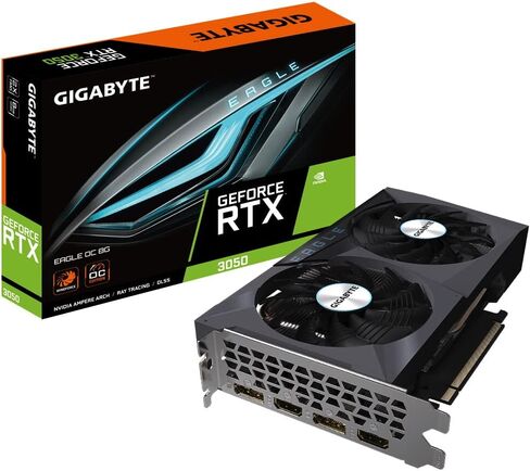 بطاقة رسومات جيجابايت NVIDIA GeForce RTX 3050 Eagle OC - 8 جيجابايت GDDR6، 128 بت، PCI-E 4.0، ساعة أساسية 1792 ميجاهرتز، 1x DP 1.4، 1 x HDMI 2.1، NVIDIA Ampere - GV-N3050EAGLE OC-8GD in Saudi Arabia