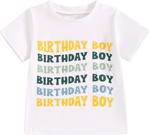 Birthday Boy Shirt for Toddler Boys 1st 2nd 3rd 4th 5th Birthday Outfit Embroidered T-Shirt Casual Short Sleeve Tops in Kuwait