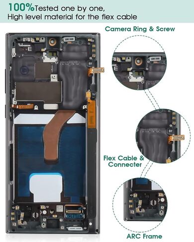 استبدال شاشة OLED لـ S22 Ultra 5G لهاتف Samsung Galaxy S22 Ultra 5G LCD لهاتف Samsung S22 Ultra 5G مجموعة أدوات إصلاح تجميع الشاشة التي تعمل باللمس مع إطار SM-S908 SM-S908B (مع بصمة الإصبع) in Saudi Arabia