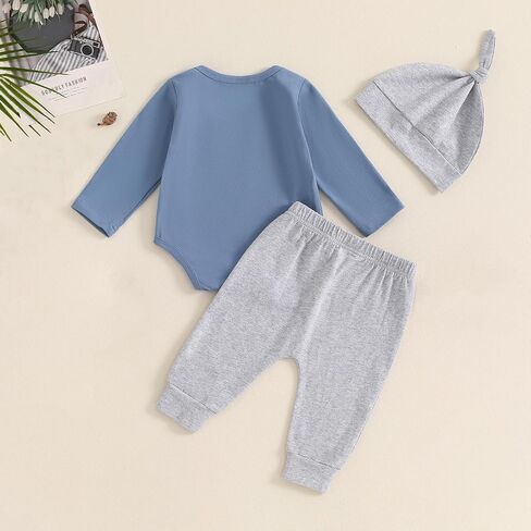 Newborn Baby Boy Clothes Hi I'm New Here Coming Home Outfit Letter Print Romper Pant Fall Winter Baby Boy's Clothing in Saudi Arabia