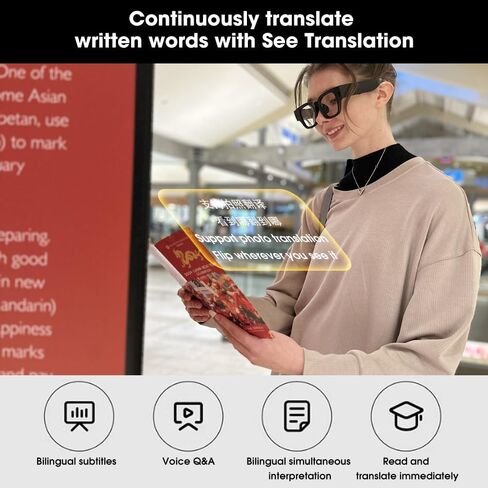 نظارات iTourTranslator AR الذكية، عزيزي المترجم، مترجم اللغة، ترجمات ثنائية اللغة، شاشة OLED، شاشة بلوتوث، شاشة ملقن، دردشة GPT AI Voice TV، يوتيوب، أفلام، GPS صور فيديو السفر، الفصل الدراسي، in Kuwait