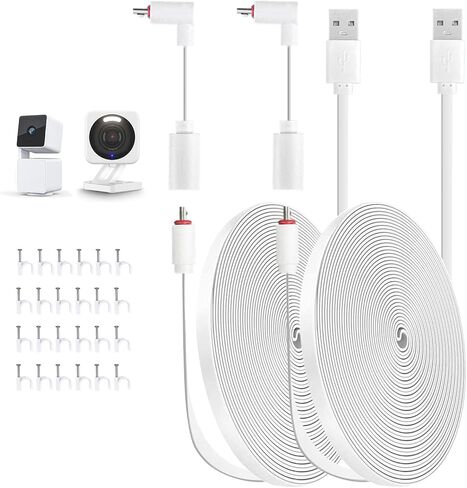 كابل تمديد الطاقة بطول 10 أقدام لكاميرا Wyze Cam v4، وWyze Cam Pan v3، وWyze OG، وWyze Cam v3، وv3 Pro داخلي/خارجي، سلك طاقة شحن USB صغير مسطح مقاوم للماء لكاميرا الأمان 2 حزمة in Kuwait
