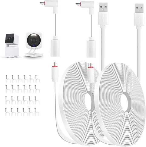 كابل تمديد الطاقة بطول 10 أقدام لكاميرا Wyze Cam v4، وWyze Cam Pan v3، وWyze OG، وWyze Cam v3، وv3 Pro داخلي/خارجي، سلك طاقة شحن USB صغير مسطح مقاوم للماء لكاميرا الأمان 2 حزمة in Kuwait