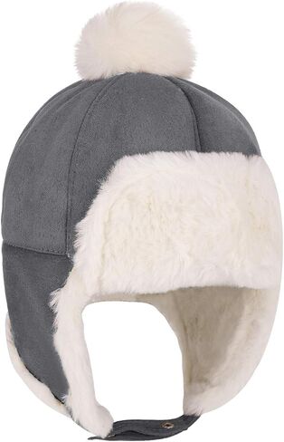 Kids Warm Earflap Hat Winter Suede Velvet Trapper Hat with Ear Flap Hat Baby Beanie Hat Toddler Thermal Cap Headwear in Saudi Arabia