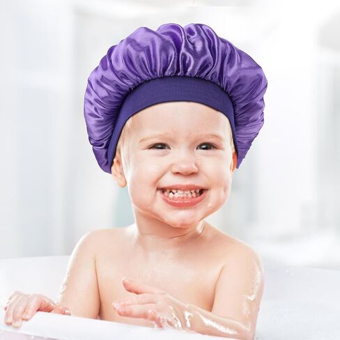 Thinp 3 Pcs Kids Satin Bonnet,Baby Bonnet Elastic Wide Band Baby Silk Bonnet Toddler Bonnet Soft Silk Bonnet for Sleeping Toddler Silk Bonnet for Kids Teens Toddler Girls Boys Curly Hair Natural Hair in Saudi Arabia