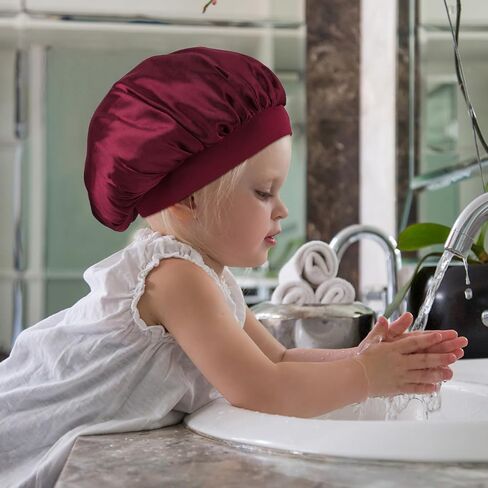 Thinp 3 Pcs Kids Satin Bonnet,Baby Bonnet Elastic Wide Band Baby Silk Bonnet Toddler Bonnet Soft Silk Bonnet for Sleeping Toddler Silk Bonnet for Kids Teens Toddler Girls Boys Curly Hair Natural Hair in Saudi Arabia