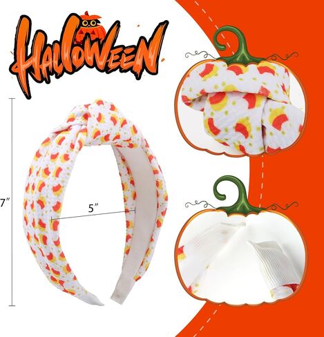 YanJie هالوين معقود عصابات للنساء كاندي فيونكات الشعر هوب طفل الفتيات عقال بسط هالوين هيرباند اكسسوارات واسعة عقال in Kuwait