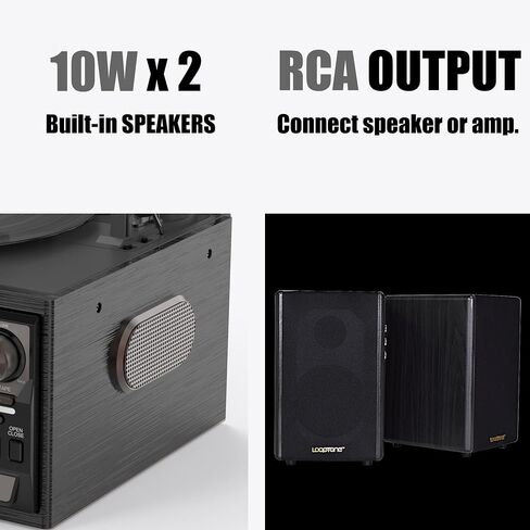 9 in 1 Record Player with Built-in Stereo Speakers, 3 Speeds Bluetooth Turntable with 3.5MM Audio Jack, Vinly Phonograph with AM/FM Radio, CD/Cassette, USB/SD Play Ripping, AUX-in/RCA-Out (Gray-Black) in Saudi Arabia