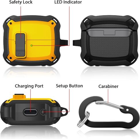 KOREDA Compatible with Samsung Galaxy Buds 3 Case & Galaxy Buds 3 Pro Case with Cleaner Kit, Military TPU Shockproof Protective Hard Cover with Secure Lock for Men (Black) in Saudi Arabia