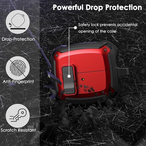 KOREDA Compatible with Samsung Galaxy Buds 3 Case & Galaxy Buds 3 Pro Case with Cleaner Kit, Military TPU Shockproof Protective Hard Cover with Secure Lock for Men (Black) in Saudi Arabia