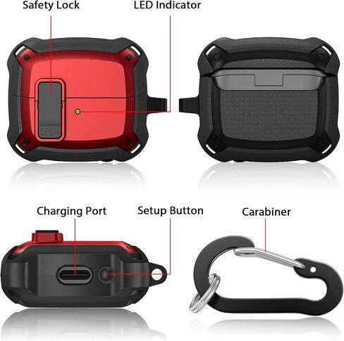 KOREDA Compatible with Samsung Galaxy Buds 3 Case & Galaxy Buds 3 Pro Case with Cleaner Kit, Military TPU Shockproof Protective Hard Cover with Secure Lock for Men (Black) in Saudi Arabia