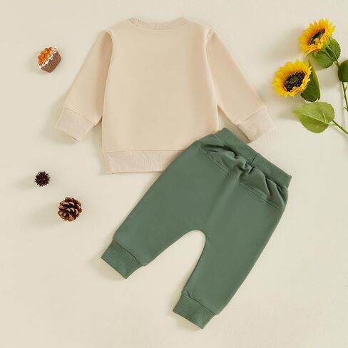 Toddler Boys Fall Outfits Farm Truck Letter Print Long Sleeve Crew Neck Sweatshirts Pocket Pants 2Pcs Clothes Set in Saudi Arabia